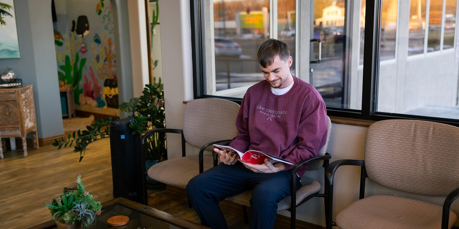 patient waiting at waiting area